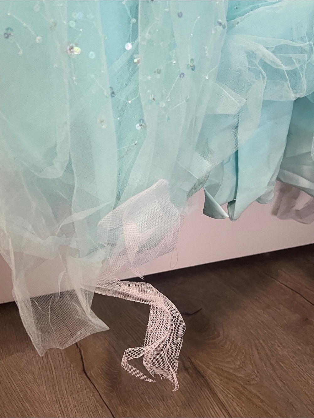 Aqua Tulle Ball Gown Prom Dress - Picture 3 of 7